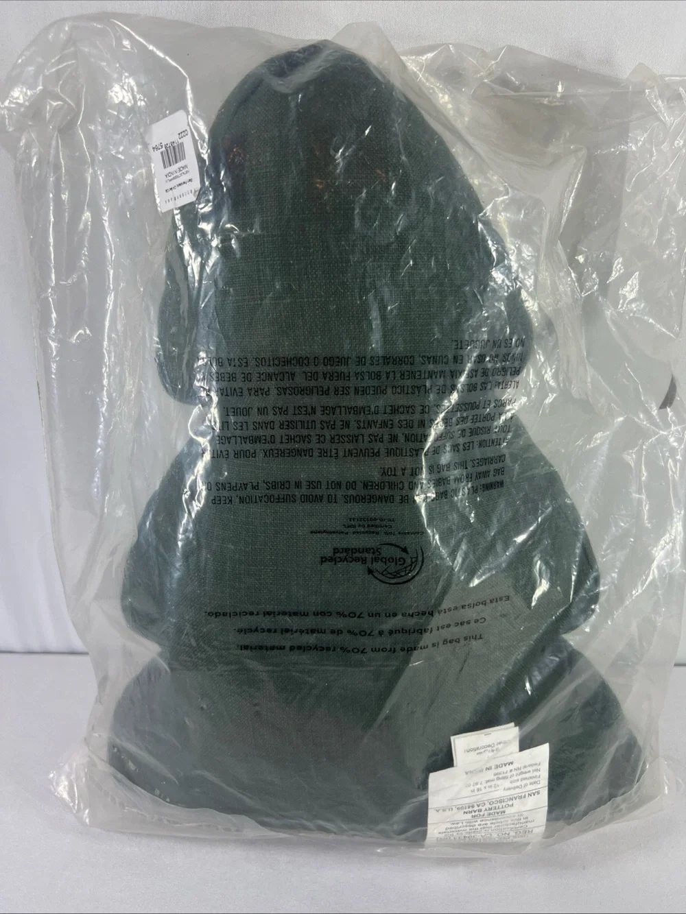 Pottery Barn Nostalgic Embroidered Christmas Tree Shaped Decorative Pillow NIB